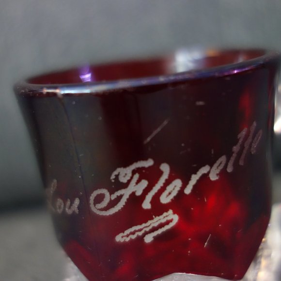 Pan American Expo Buffalo 1901 Rub Red Flash Glass with Handle Lou Florette - Picture 13 of 15